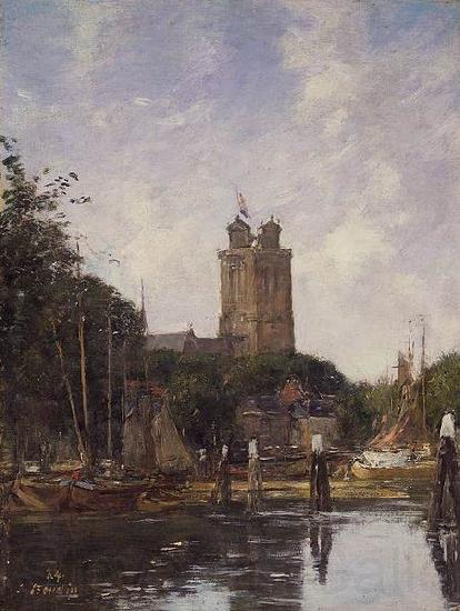 Eugene Boudin Dordrecht, the Grote Kerk from the Canal France oil painting art